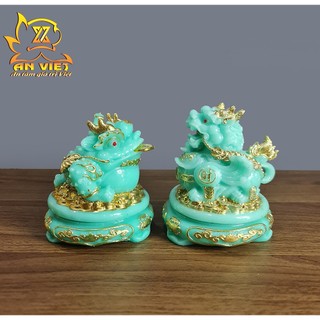 Cóc Ngậm Tiền Thiềm Thừ - Tỳ Hưu Phong Thủy Đá - Cao 15cm - Màu Xanh Hợp mệnh Thủy - CTH2423