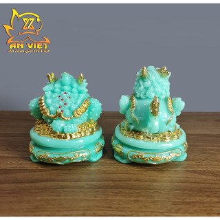 Cóc Ngậm Tiền Thiềm Thừ - Tỳ Hưu Phong Thủy Đá - Cao 15cm - Màu Xanh Hợp mệnh Thủy - CTH2423