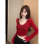 Áo Croptop Nữ Dài Tay Phối Yếm . Set Áo Croptop In Chữ Dáng Ôm Body Phong Cách Hàn Quốc