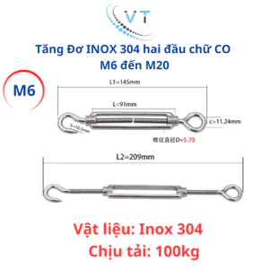 Tăng Đơ INOX 304 hai đầu chữ CO M6 đến M12