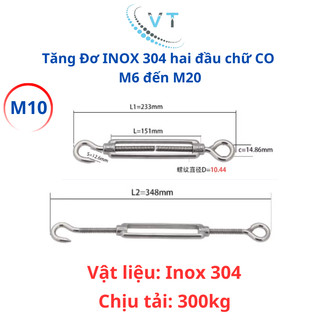 Tăng Đơ INOX 304 hai đầu chữ CO M14 đến M16
