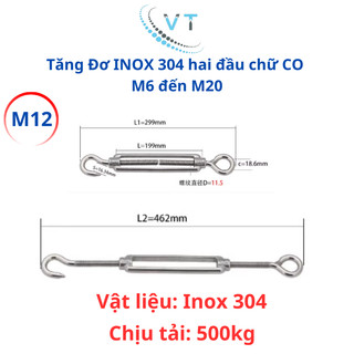 Tăng Đơ INOX 304 hai đầu chữ CO M14 đến M16
