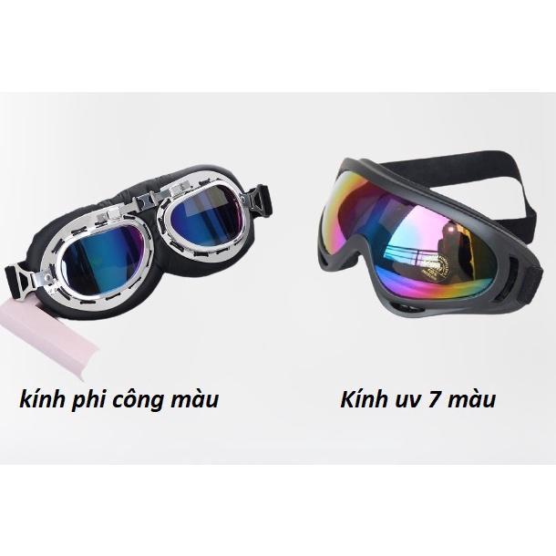Mũ Bảo Hiểm Nửa Đầu DealPool ( Kính Phi Công + Kính UV400 Đen + Kính UV 7 MÀU