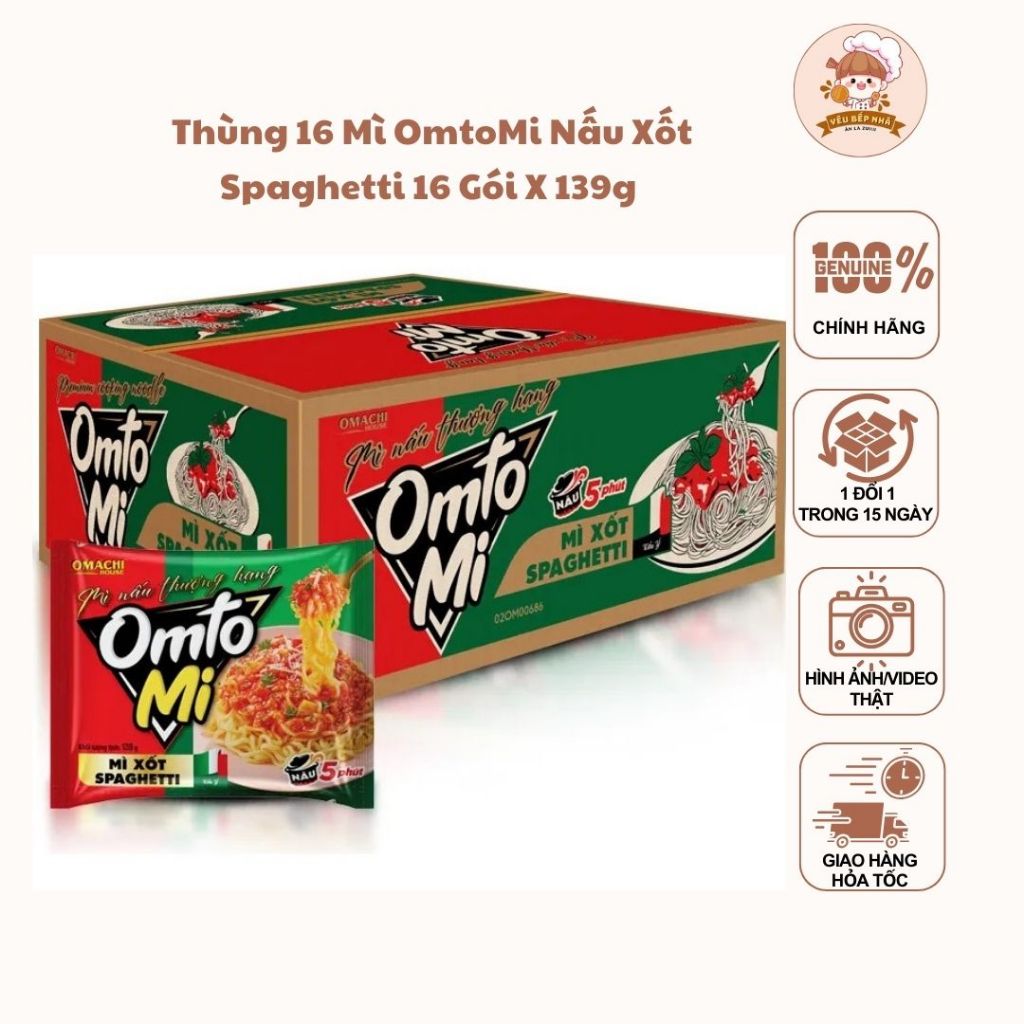 Thùng 16 mì tôm OmtoMi xốt spaghetti 139gram | Shopee Việt Nam