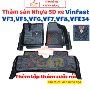 Thảm lót sàn NHỰA 5D xe Vinfast VF3, VF5, VF6, VF7 và VF8, VFE34 - Bộ 3 miếng ( có bán rối) - Hàng đúc theo xe _2CAR