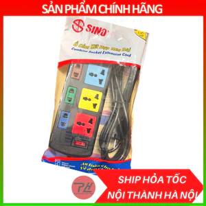 Ổ Cắm Điện Kéo Dài Sino Vanlock 6 Ổ Cắm 3D3S, Dây Dài 3m, Hàng Chính Hãng Bền Bỉ Tiện Dụng
