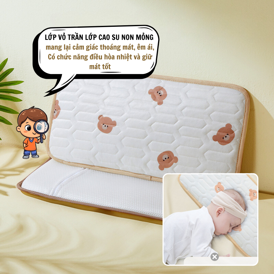 Ảnh Gối Điều Hoà IQKAO Chất Liệu Tencel Cao Cấp – Mát, Thấm Hút Tốt, Dịu Êm Cho Làn Da Nhạy Cảm Của Bé 2