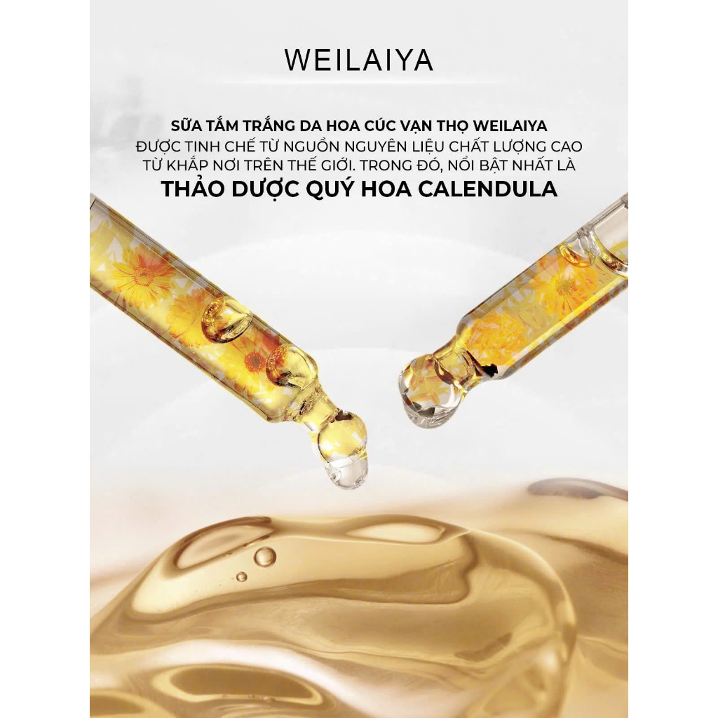 Ảnh Sữa tắm trắng da toàn thân Weilaiya chiết xuất cánh hoa cúc vạn thọ lưu hương lâu phù hợp cho mọi loại da 450ml 4