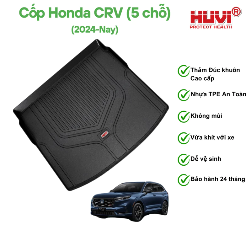 Thảm lót cốp ô tô Honda CRV 2024+ (5 CHỖ) 3D Thảm Huvi Đúc khuôn nhựa TPE cao cấp An Toàn, dễ vệ sinh — ảnh 1