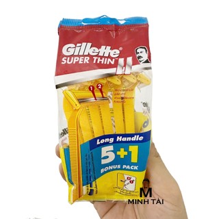 Dao Cạo Râu Cán Vàng GILLETTE SUPER THIN LI (6 Cái/Gói)