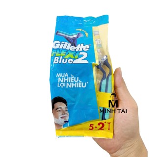 Dao Cạo Râu Gillette Flexi 2 Blue túi 5 + 2 Cái