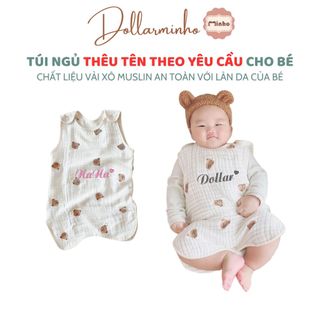 (Thêu Tên) Hot hit Túi ngủ hình gấu cho bé được thêu tên theo yêu cầu chất liệu vải xô