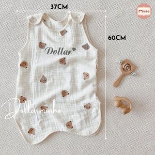 (Thêu Tên) Hot hit Túi ngủ hình gấu cho bé được thêu tên theo yêu cầu chất liệu vải xô
