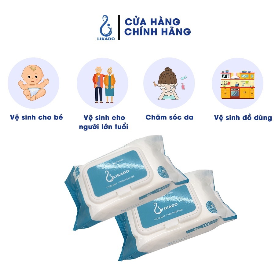 Ảnh Khăn ướt cho bé LIKADO 100 tờ/túi 2