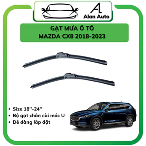 Gạt Mưa xe Mazda Cx8 2018-2022, Gạt mưa Silicone theo xe. Bộ 2 cần gạt