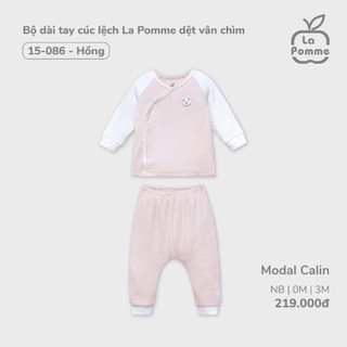 La Pomme set sơ sinh dệt vân chìm màu hồng thu đông NB-3m