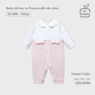 La Pomme set sơ sinh dệt vân chìm màu hồng thu đông NB-3m