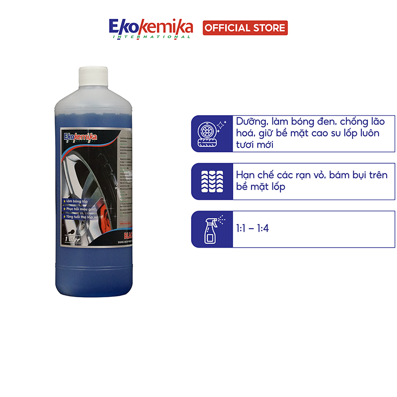 DUNG DỊCH DƯỠNG VÀ BÓNG LỐP GỐC NƯỚC CAO CẤP EKOKEMIKA BLACKBRILL -1L