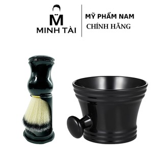 Combo bát chổi quét bọt cạo râu nhựa ABS Classic
