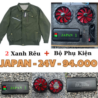 Combo 2 Áo + 1 Phụ kiện cao cấp JAPAN 24V,6 Cấp gió,Pin khủng 94.000mAh + Quạt 24V( tặng túi đá khô )+ Bảo hành 12 tháng