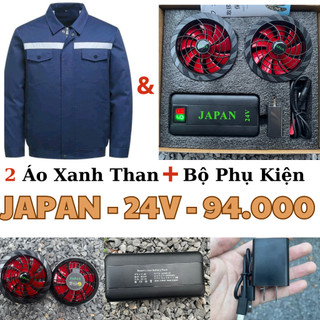 Combo 2 Áo + 1 Phụ kiện cao cấp JAPAN 24V,6 Cấp gió,Pin khủng 94.000mAh + Quạt 24V( tặng túi đá khô )+ Bảo hành 12 tháng