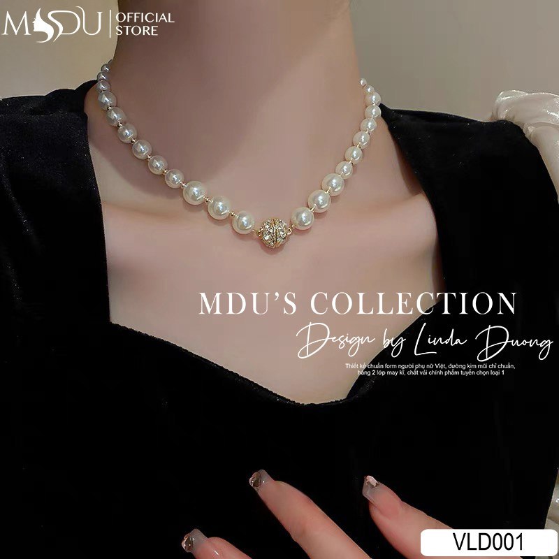 ADELA DESIGN Vòng Cổ Ngọc Trai Cao Cấp Phong Cách Retro Thời Trang Nữ VLD001