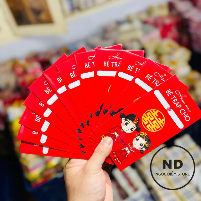 (Viết Tên CD-CR) Bao lì xì đám cưới, Lì Xì Hỷ Bao lì xì cưới, đám hỏi lì xì mâm quả màu đỏ lì xì tết