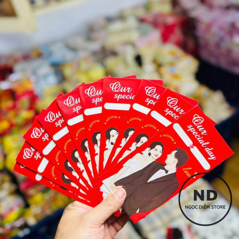 (Viết Tên CD-CR) Bao lì xì đám cưới, Lì Xì Hỷ Bao lì xì cưới, đám hỏi lì xì mâm quả màu đỏ lì xì tết