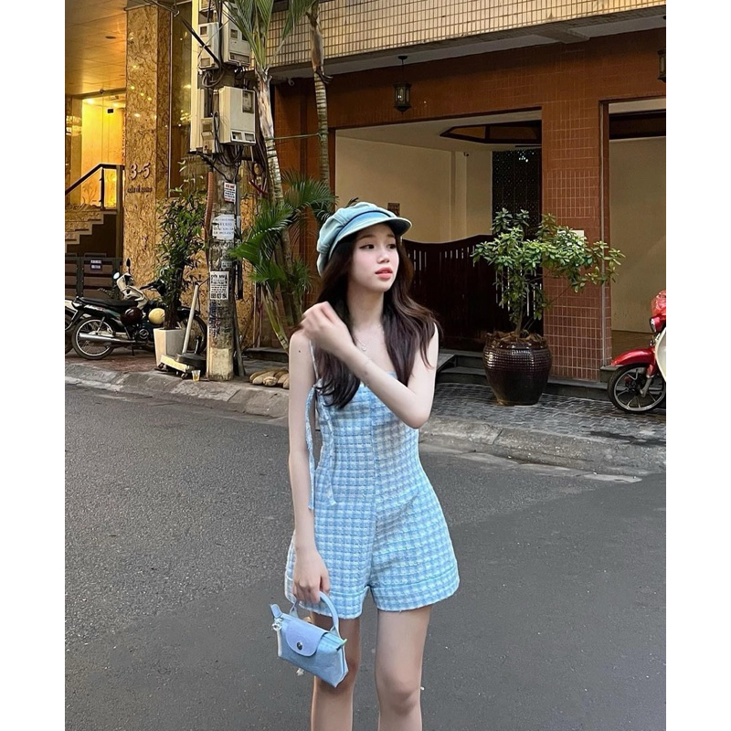 Set bộ đùi Jumpsuit hai dây nữ dáng ngắn Tiểu thư - QuynhTrangBasic