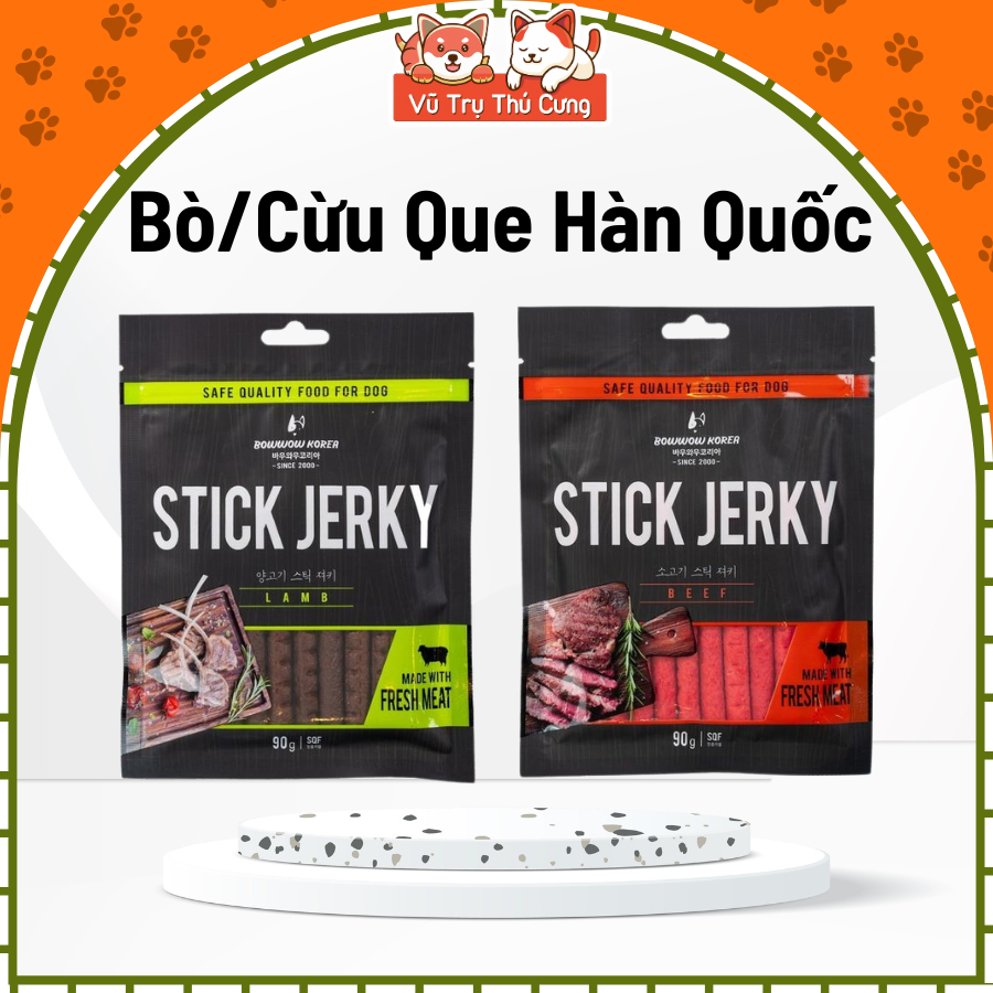 Thịt Bò/Thịt Cừu Dạng Que Mềm Cho Chó Bowwow Hàn Quốc 90g