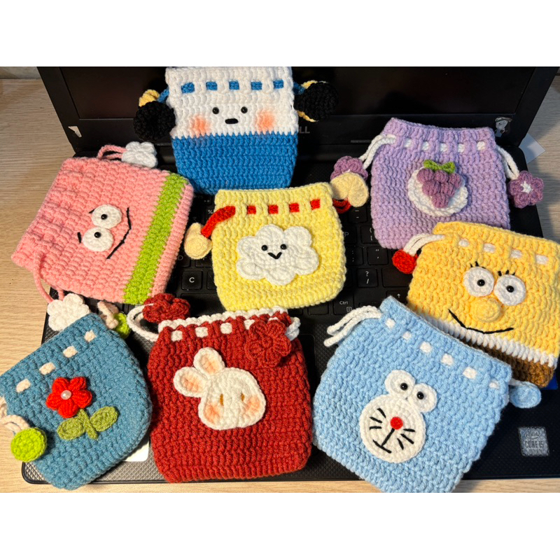 Túi rút len đựng tai nghe, tỏi, tiền | Shopee Việt Nam