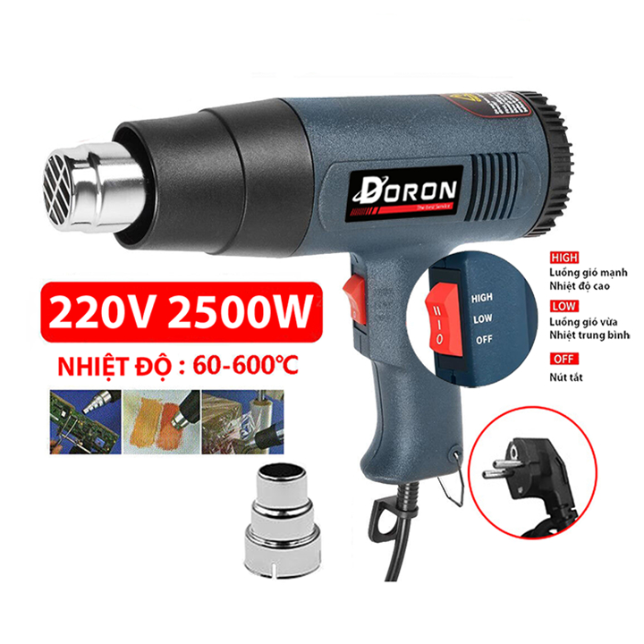 Máy khò nhiệt màng co đóng gói hàng hóa, dán decal 2500W [BH 12 Tháng]