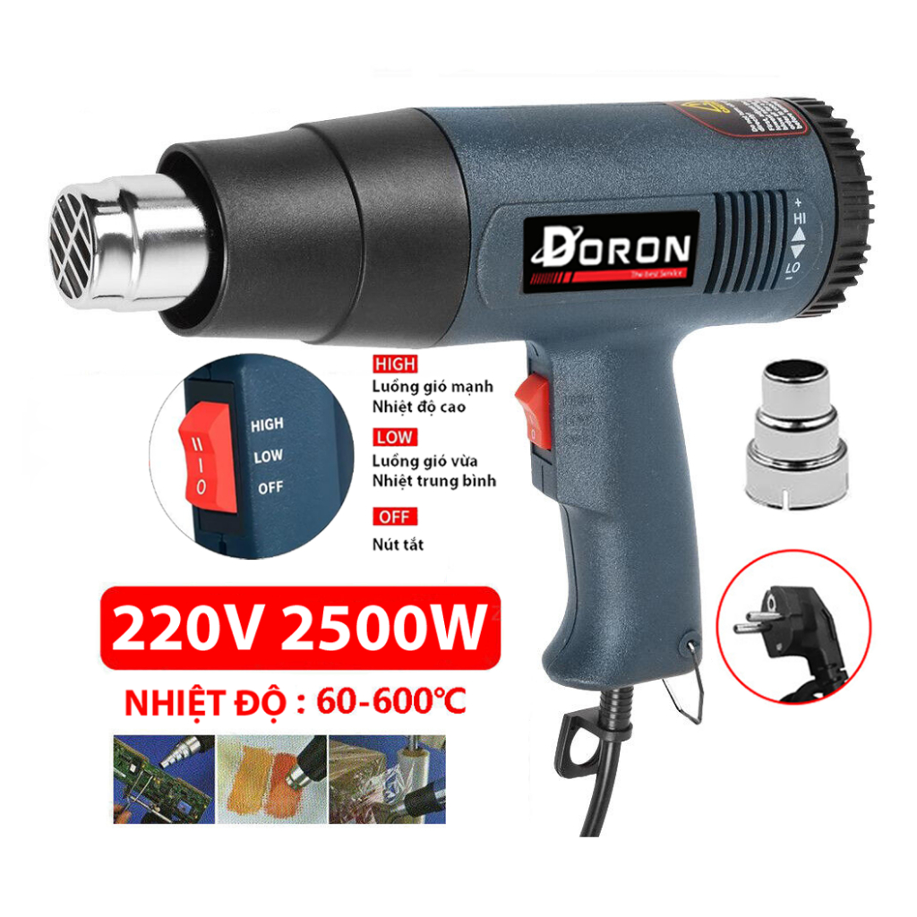 Máy thổi nhiệt, khò nóng màng co 2200W Công suất cao, nóng nhanh