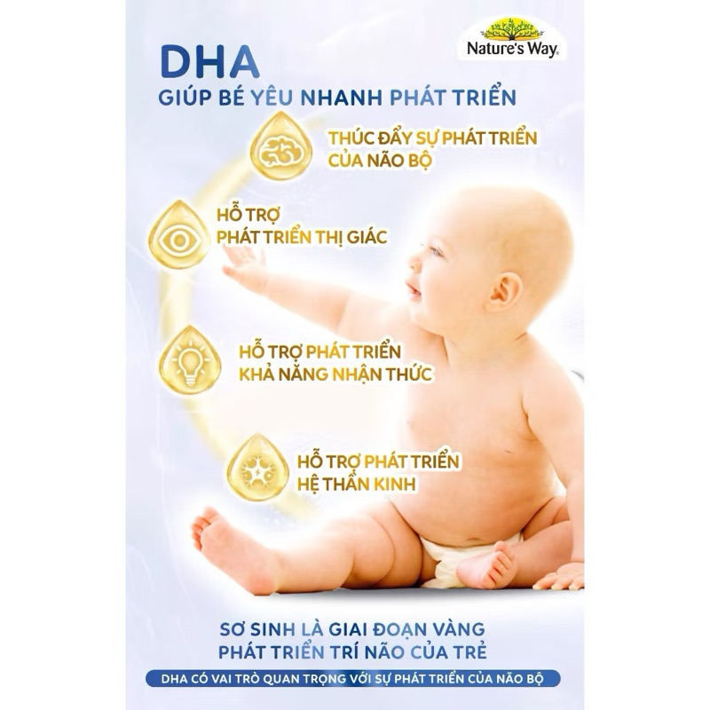 DHA Kids Smart Nature's Way dạng giọt  bổ sung Omega3 DHA dạng nước cho bé (Hộp 20ml)
