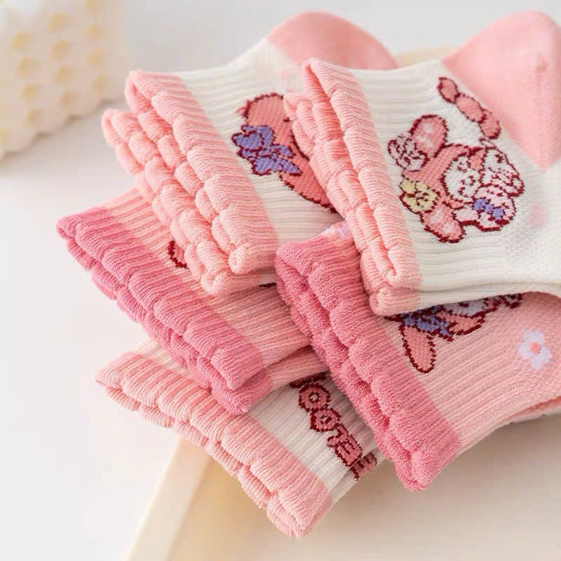SÉT 5 ĐÔI TẤT CỔ BÈO HỒNG CHO BÉ GÁI