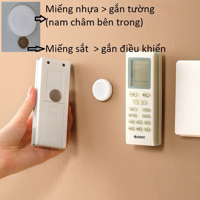 (Combo 10) Nam châm hít tường treo điều khiển từ xa / remote máy lạnh, Giá treo điều khiển từ tính gắn tường