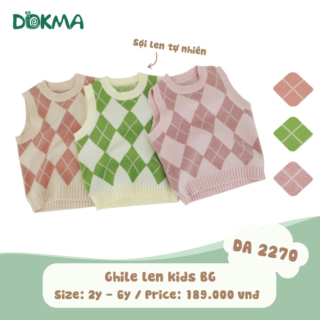 (11-22kg) Áo Gile Len Thời Trang Dokma Cho Bé DA2270