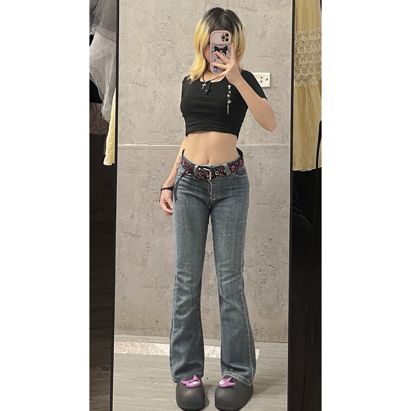 quần jean 2hand (y2k, cạp trễ, ống loe, ống suông) | Shopee Việt Nam