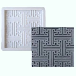 Khuôn đúc gạch lát sân, vườn, giả cổ, giả đá hoa văn chữ vạn, chất liệu nhựa pp, kích thước 40x40x3,5cm
