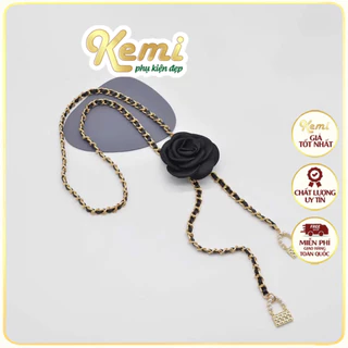 Đai váy, belt xích hoa hồng cánh voan 2 đầu dây khoá sang trọng