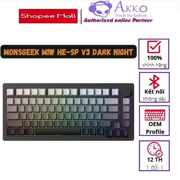 Bàn phím MonsGeek M1W HE-SP V3 Dark Night (Magnetic Switches – 8K Hz ...