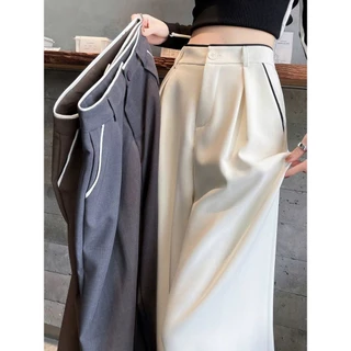 Quần tây suông ống rộng lưng cao tôn eo cạp phối viền trắng xinh lạ mẫu mới hot trend
