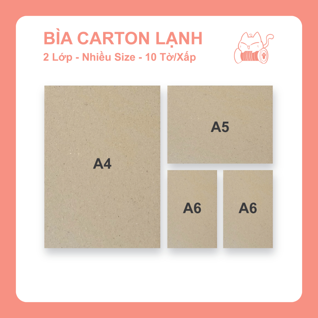 Xấp 10 tờ bìa carton lạnh 2 lớp - Size A3, A4, A5, A6 - Giấy mỹ thuật ...