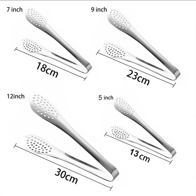 Kẹp gắp thức ăn đầu tròn có lỗ inox