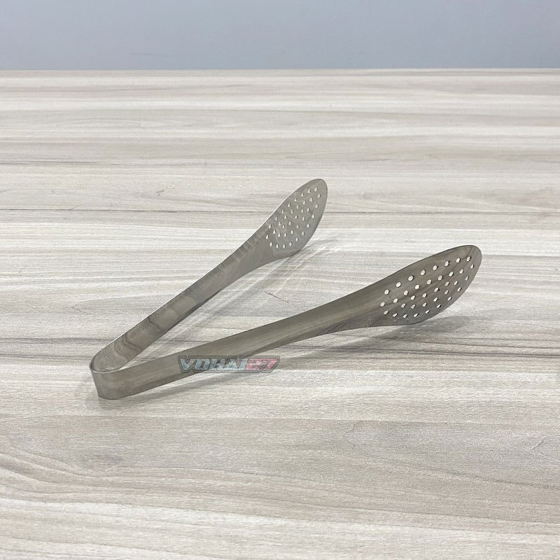 Kẹp gắp thức ăn đầu tròn có lỗ inox