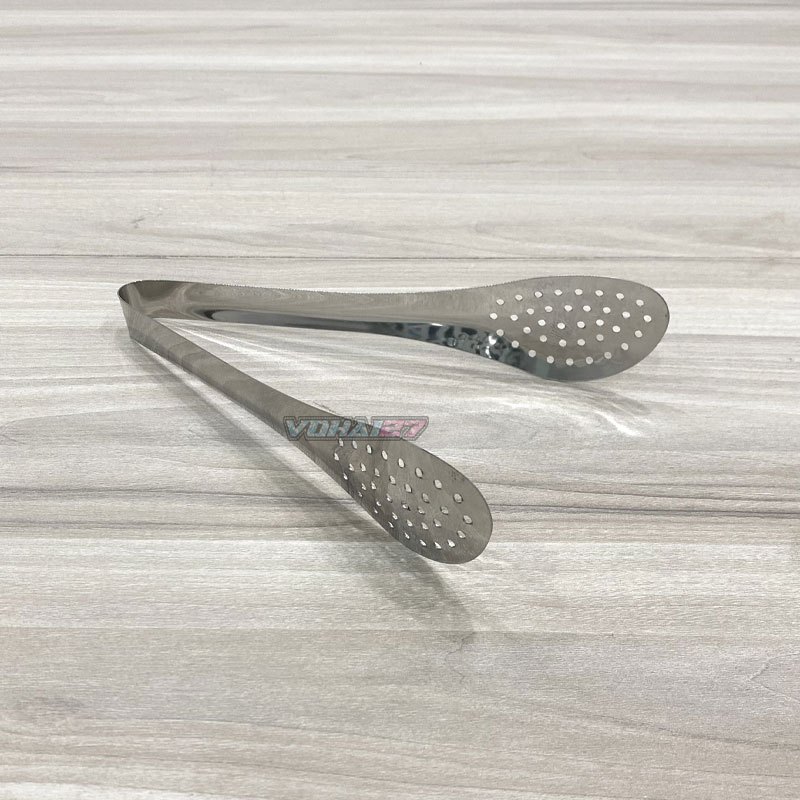 Kẹp gắp thức ăn đầu tròn có lỗ inox