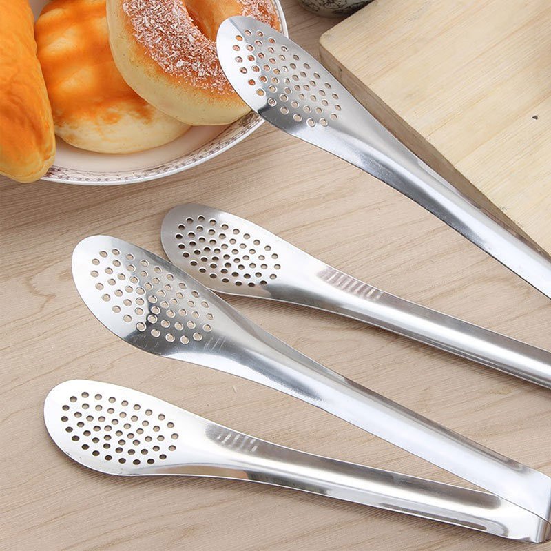 Kẹp gắp thức ăn đầu tròn có lỗ inox