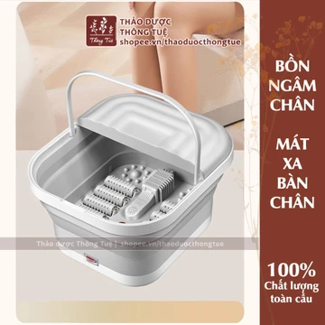 Bồn Ngâm Massage Chân Gấp Gọn -Tặng Bột Ngâm Chân Thảo Dược - Chậu Ngâm Làm Nóng Nước
