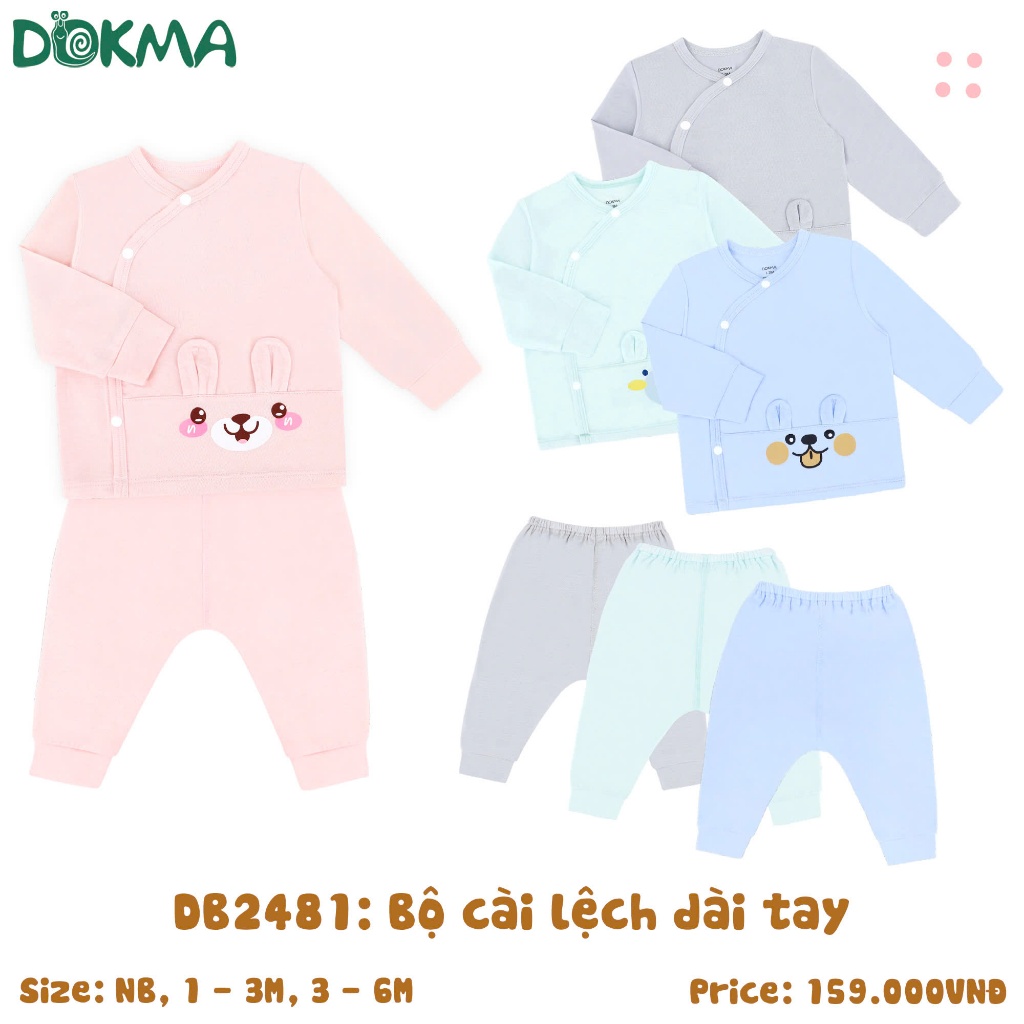 (2,8-9kg) Bộ Sơ Sinh Dài Tay Cotton DOKMA DB2343 DB2345 DB2481 DB3070  DB3071 DB3359 DB3285