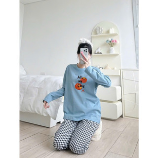 Đồ bộ dài nữ mùa đông, Sét bộ mặc nhà quần dài áo dài tay in hình JULYfashion, bộ dài mặc ngủ chất thun xược, đũi mềm ấm